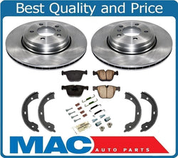 REAR Disc Brake Rotors Pads Parking Shoes Springs for 06-10 BMW 650i 100% NEW