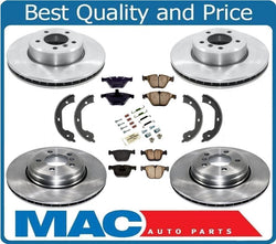 Front & Rear Disc Brake Rotors Pads Parking Shoes Springs for 06-10 BMW 650i 8Pc