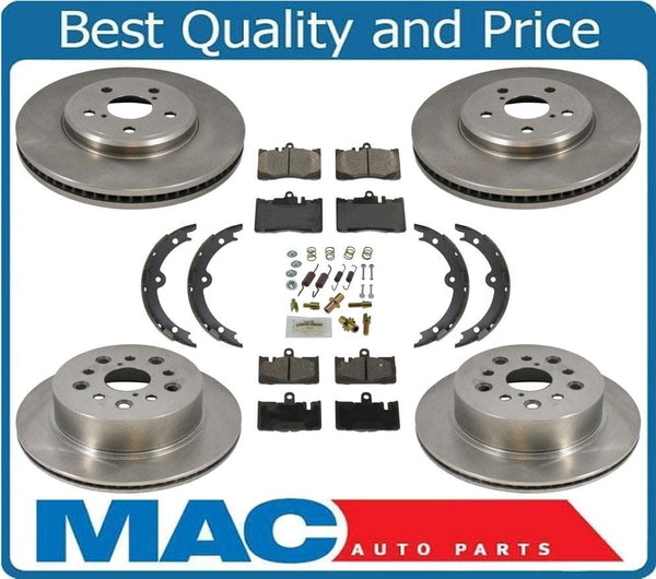 for Lexus LS430 01-06 100% New Disc Brake Rotors Ceramic Pads Parking Shoes 8pc