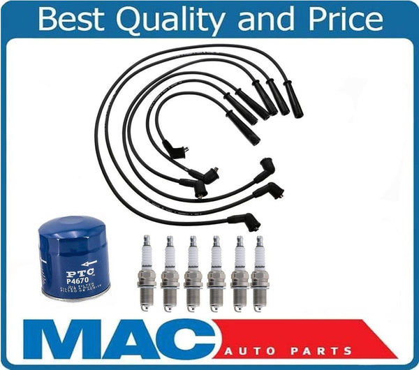 Ignition Spark Plug Wires + Plugs & Oil Filter for Mazda MPV Van 3.0L 1996-1998