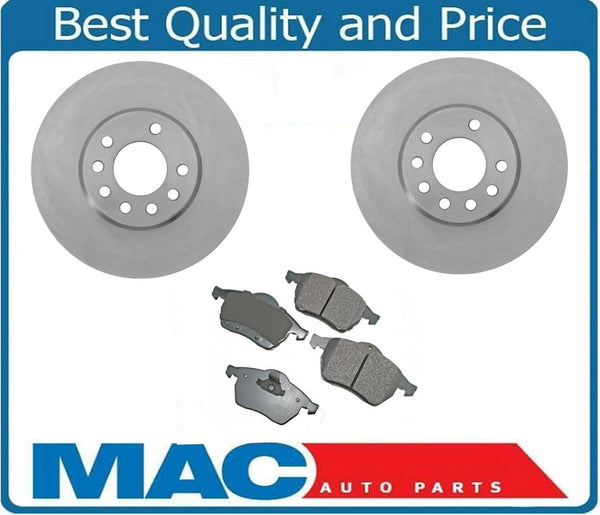 00-05 Saturn L100 L200 L300 Sedan Wagon (2) Front Brake Rotors & Ceramic Pads