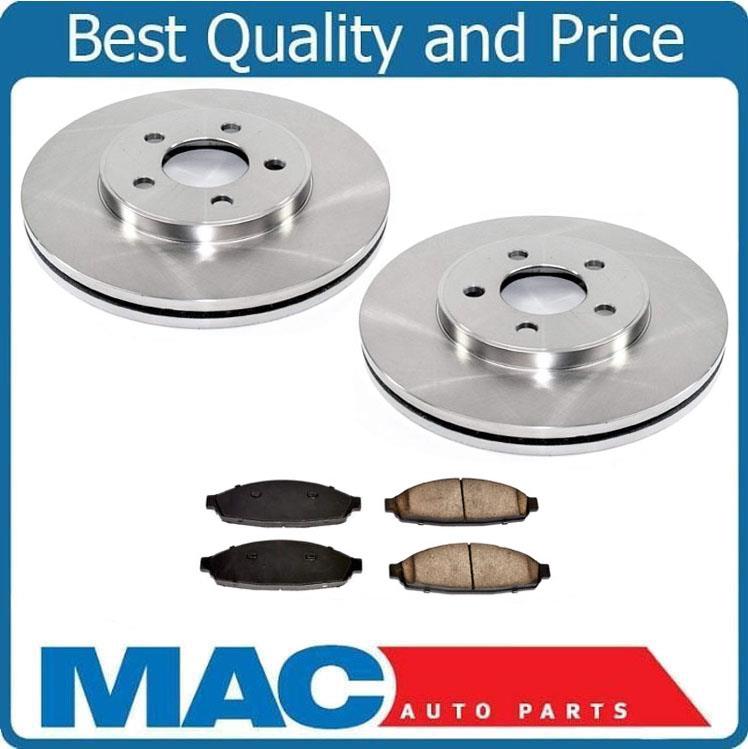 (2) 100% New Front Disc Brake Rotor & Ceramic Pads 03-11 CROWN VICTORIA TOWN CAR