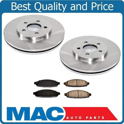 (2) 100% New Front Disc Brake Rotor & Ceramic Pads 03-11 CROWN VICTORIA TOWN CAR