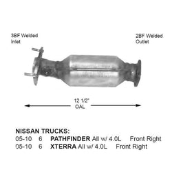 Front Catalytic Converter Catco Fits NISSAN 05-10 Pathfinder & Xterra 4.0L D/S