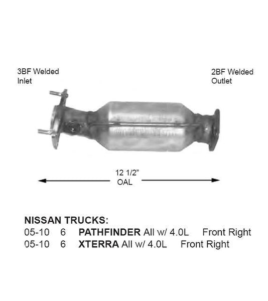 Front Catalytic Converter Catco Fits NISSAN 05-10 Pathfinder & Xterra 4.0L D/S