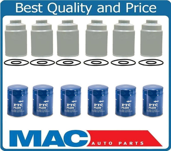 (6) Duramax Diesel Fuel Filters For 01-15 GMC 6.6 + (6) Oil Filters