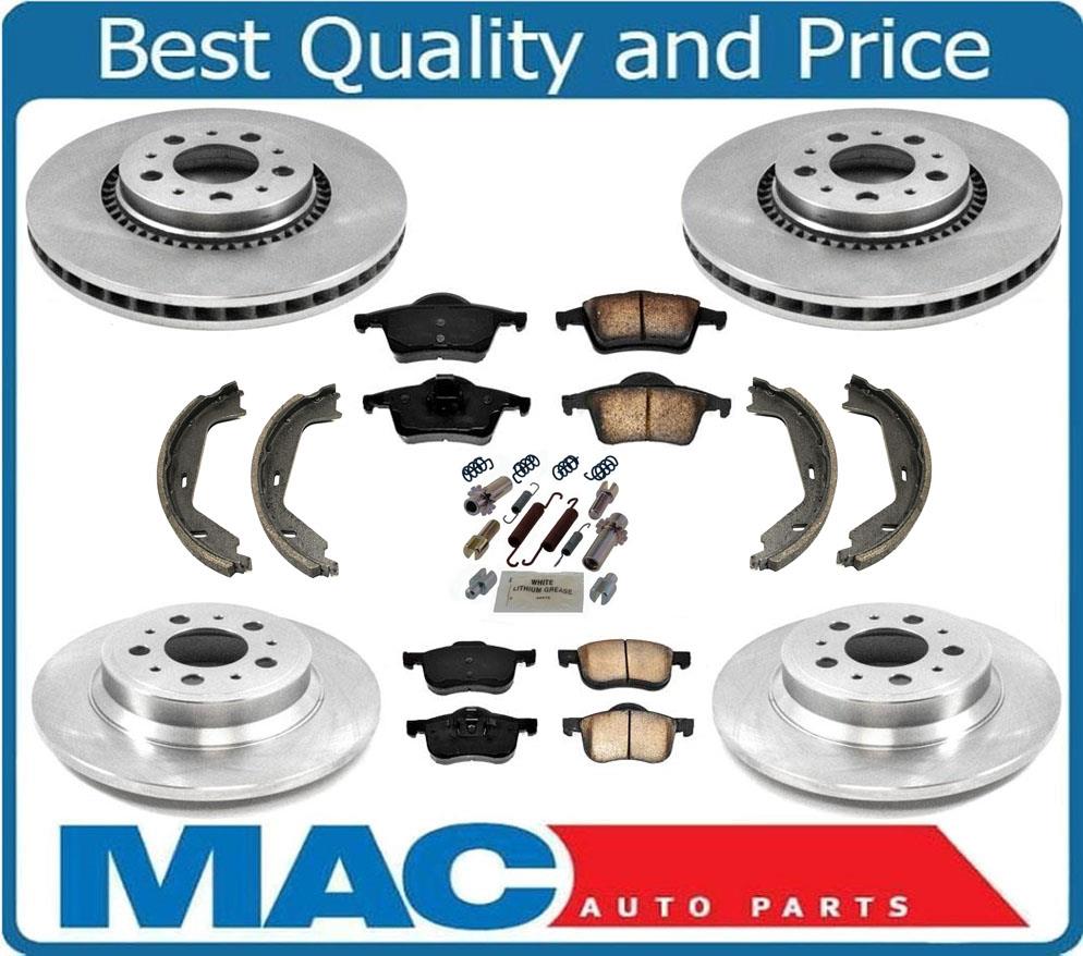 Front & Rear Rotors Brake Pads Shoes & Spring For Volvo S80 1999-2005 W/ 305MM