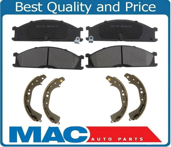 Front Brake Pads Rear Shoes For 98-02 Nissan Frontier 2.4L 4 Wheel Drive & 3.3L