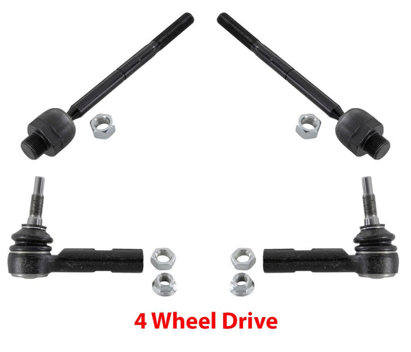 Fits 2000-2003 Dakota Durango 4 Wheel Drive Inner & Outer Tie Rod Ends 4 Pcs
