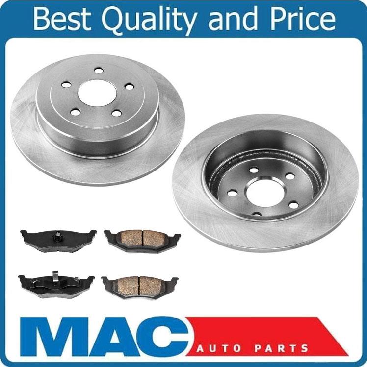 Rear Disc Brake Rotors Ceramic Brake Pads 3pc for Dodge Stratus 4 Door 01-05