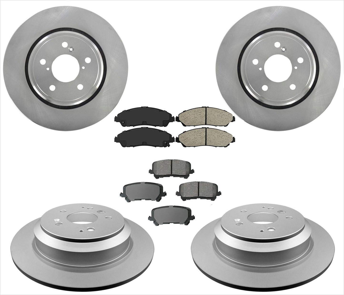 Pastillas de freno de rotores de freno delantero y trasero para Honda Ridgeline 2017-2019, kit de 6 piezas