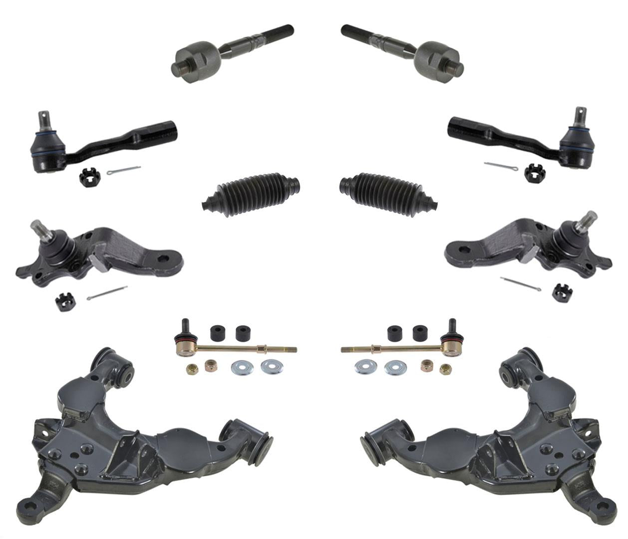 Brazos de control inferiores delanteros, varillas de amarre, 12 piezas para Toyota Tundra 00-03