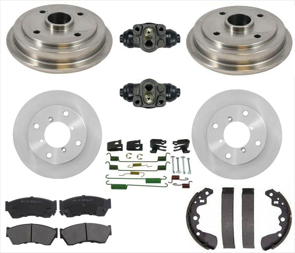 Rotors Pads Drums Shoes Spring & Wheel Cyl Kit for 95-97 Geo Metro 2 Door Only