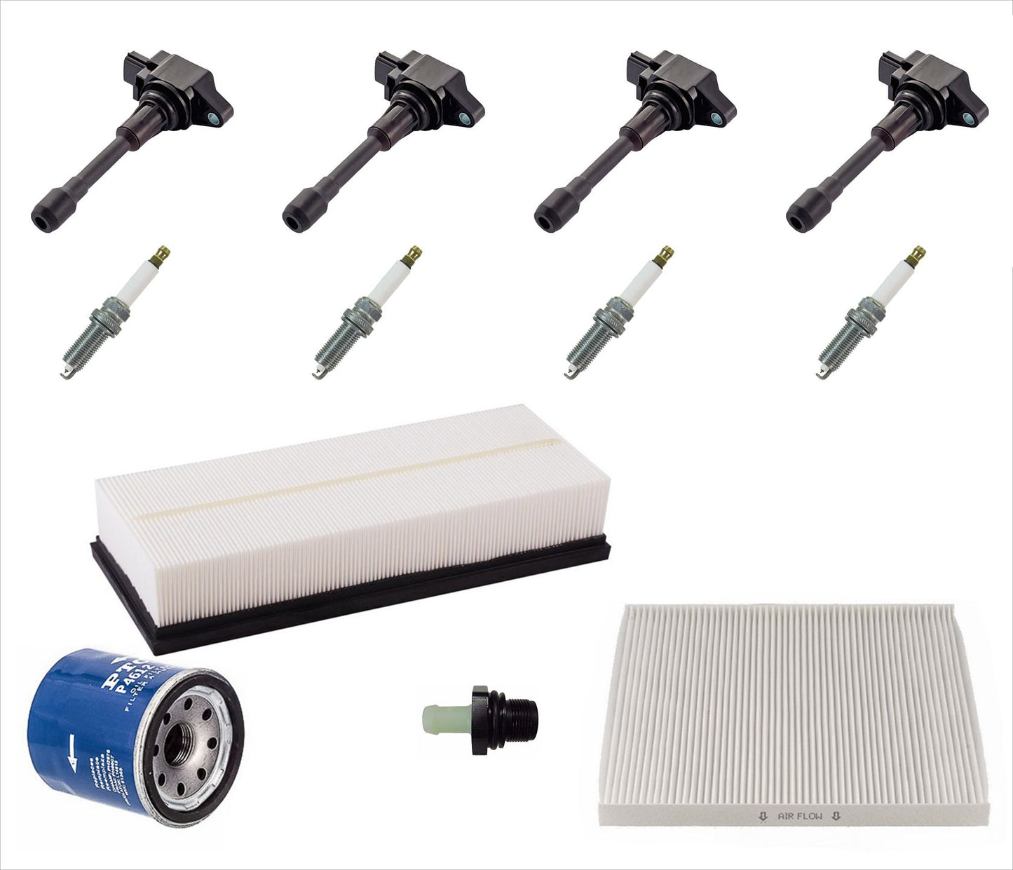 Ignition Coils Plugs Air Oil Cabin Filters Fits 2007-2012 Nissan Altima 2.5L