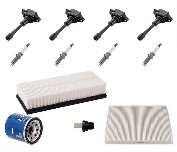 Ignition Coils Plugs Air Oil Cabin Filters Fits 2007-2012 Nissan Altima 2.5L