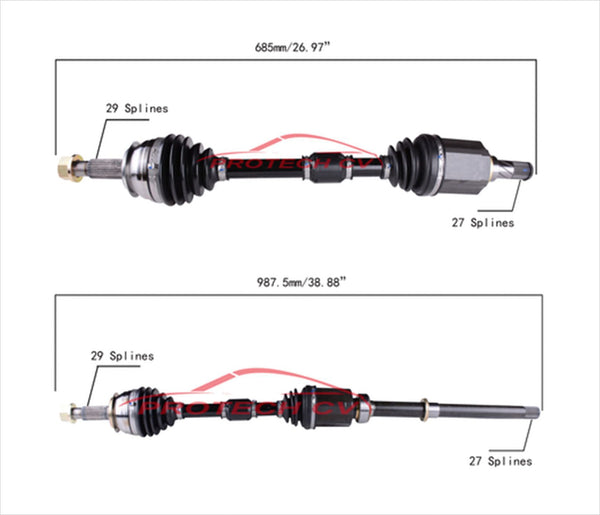 Eje delantero izquierdo y derecho CV para Nissan Rogue 2.5L con tracción en todas las ruedas 14-20