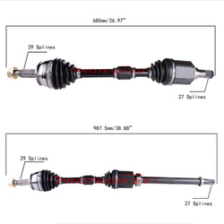 Ejes CV delanteros izquierdo y derecho para Nissan Rogue 2014-2020 con tracción delantera de 2,5 L