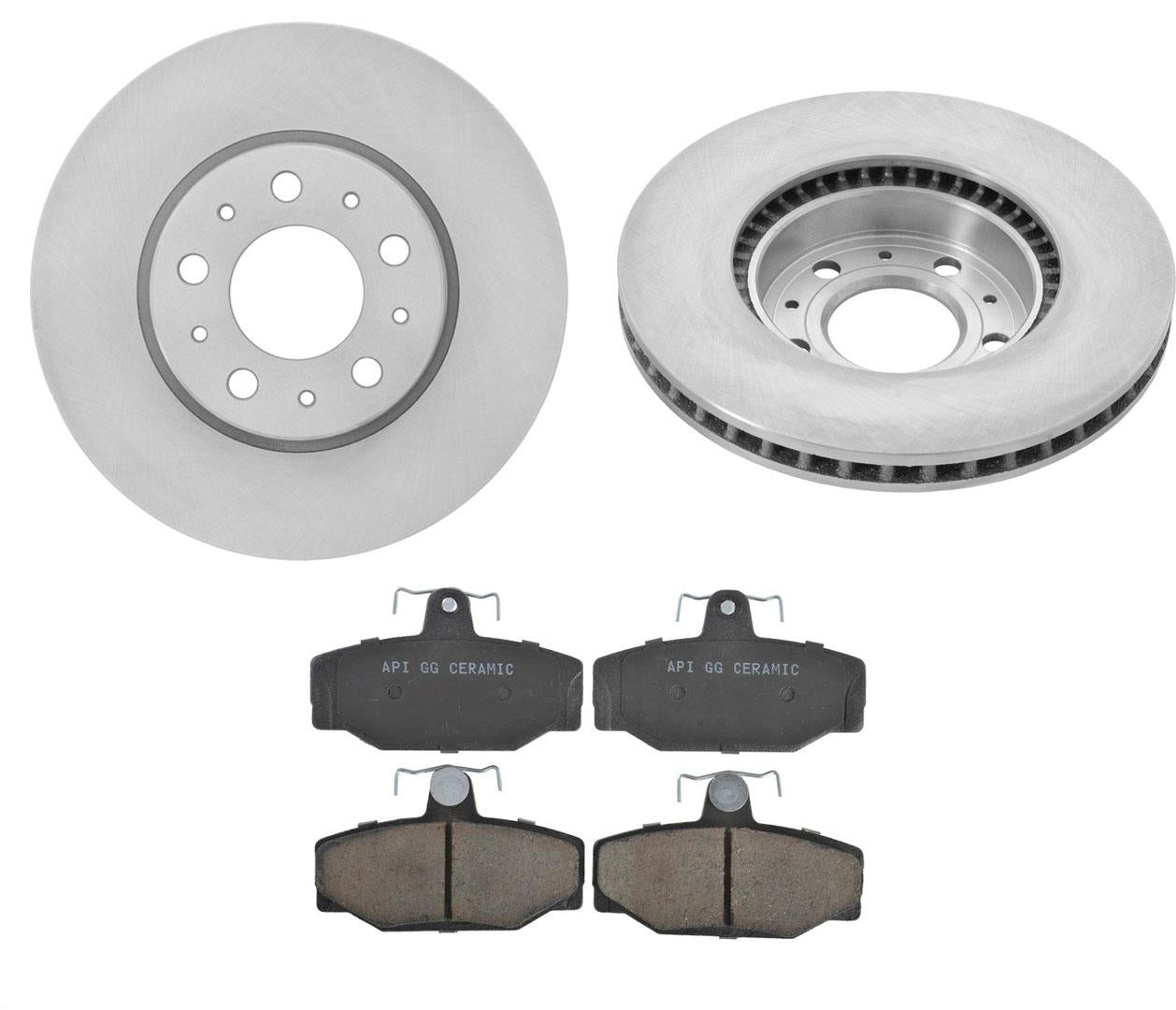 Para Volvo V90 S90 1997-1998 (2) rotores de freno delantero y pastillas de cerámica para hornear.