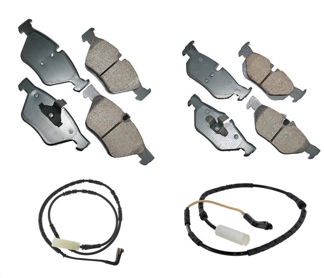Front & Rear Ceramic Brake Pads & Brake Pads Wear Sensors For BMW 325Xi 2006
