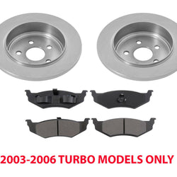 Rotores traseros premium y almohadillas traseras de cerámica para Chrysler PT Cruiser Turbo 03-09