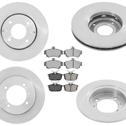 Se adapta a rotores delanteros y traseros Volvo S40 V40 00-04 y pastillas de freno de cerámica, kit de 6 piezas