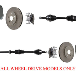 Front Axles Wheel Hub Bearins Rotors & Pads Fits 06-13 IS250 All Wheel Drive