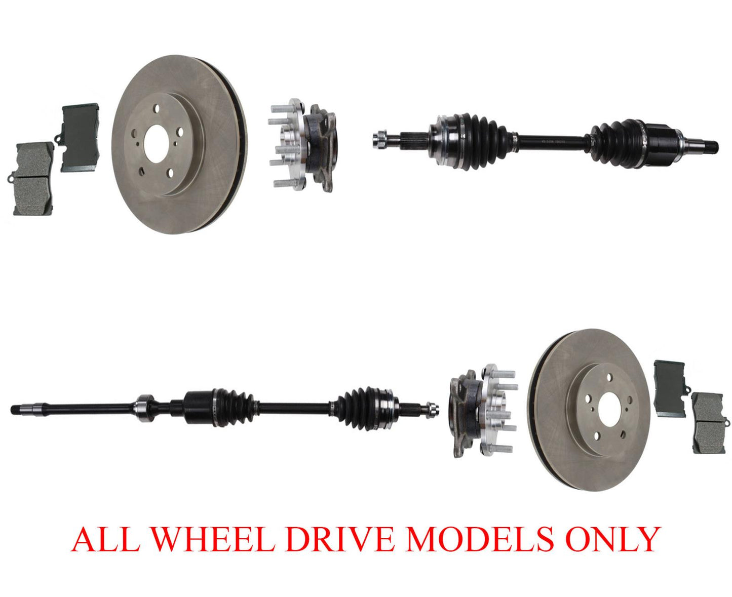 Front Axles Wheel Hub Bearins Rotors & Pads Fits 07-11 GS350 All Wheel Drive