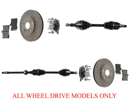Front Axles Wheel Hub Bearins Rotors & Pads Fits 07-11 GS350 All Wheel Drive
