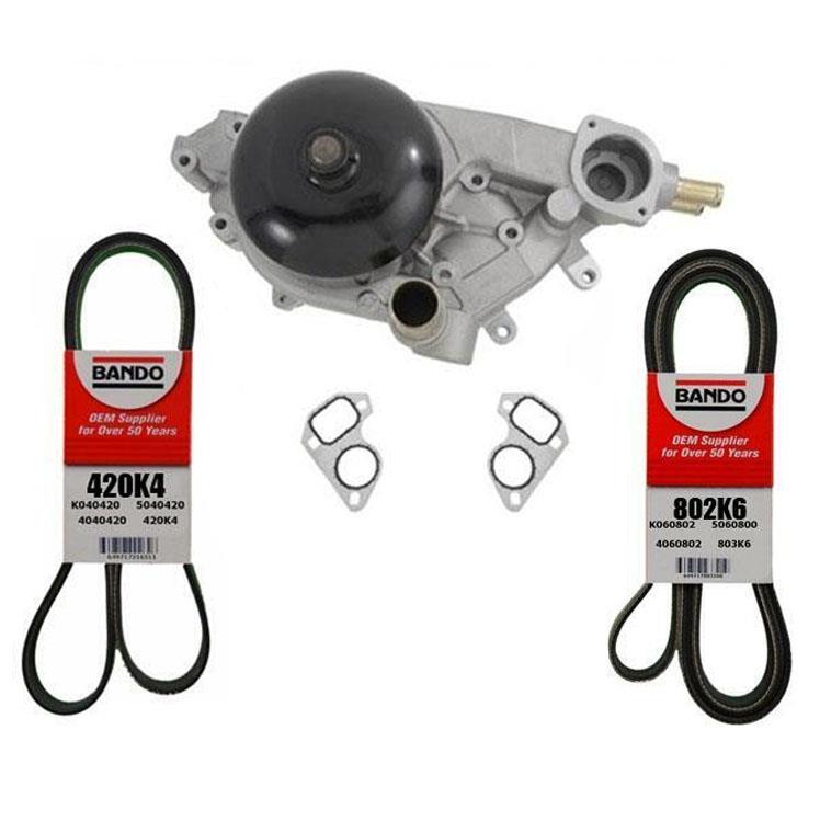 Water Pump Gasket And 2 Serpentine Fan Belts for Chevrolet Camaro 5.7L 1998-2002