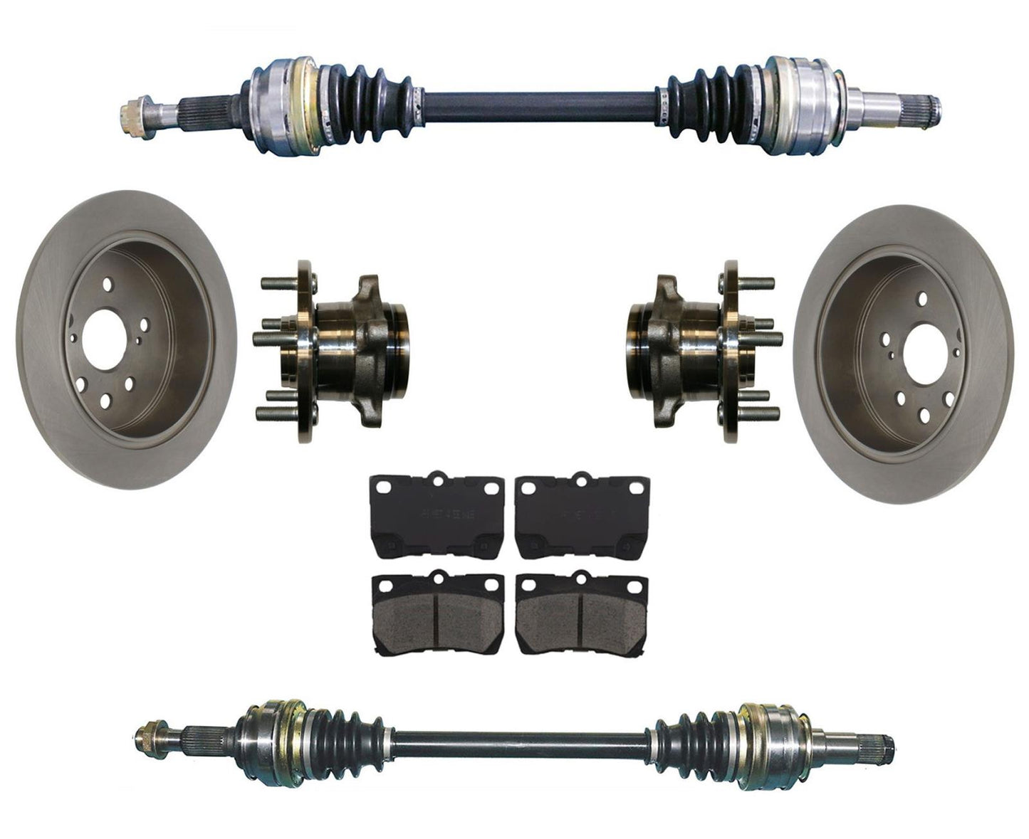 Rear Axles Bearings Rotors & Brake Pads For 06-13 LEXUS IS250 Rear Wheel Drive