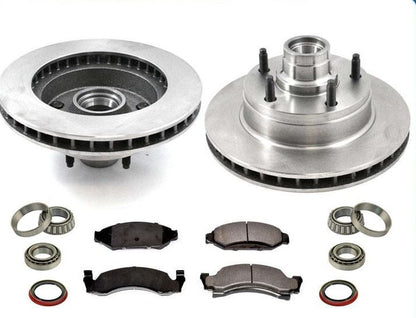 Rotores y pastillas de freno delanteros con rodamientos Kit de 9 piezas para Ford Van E150 1987-1993 - Photo 1