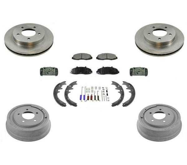 Rotors Drums Pads Shoes Spring Kit For Ford F150 4 Wheel Drive & 5 Studs 1997-99