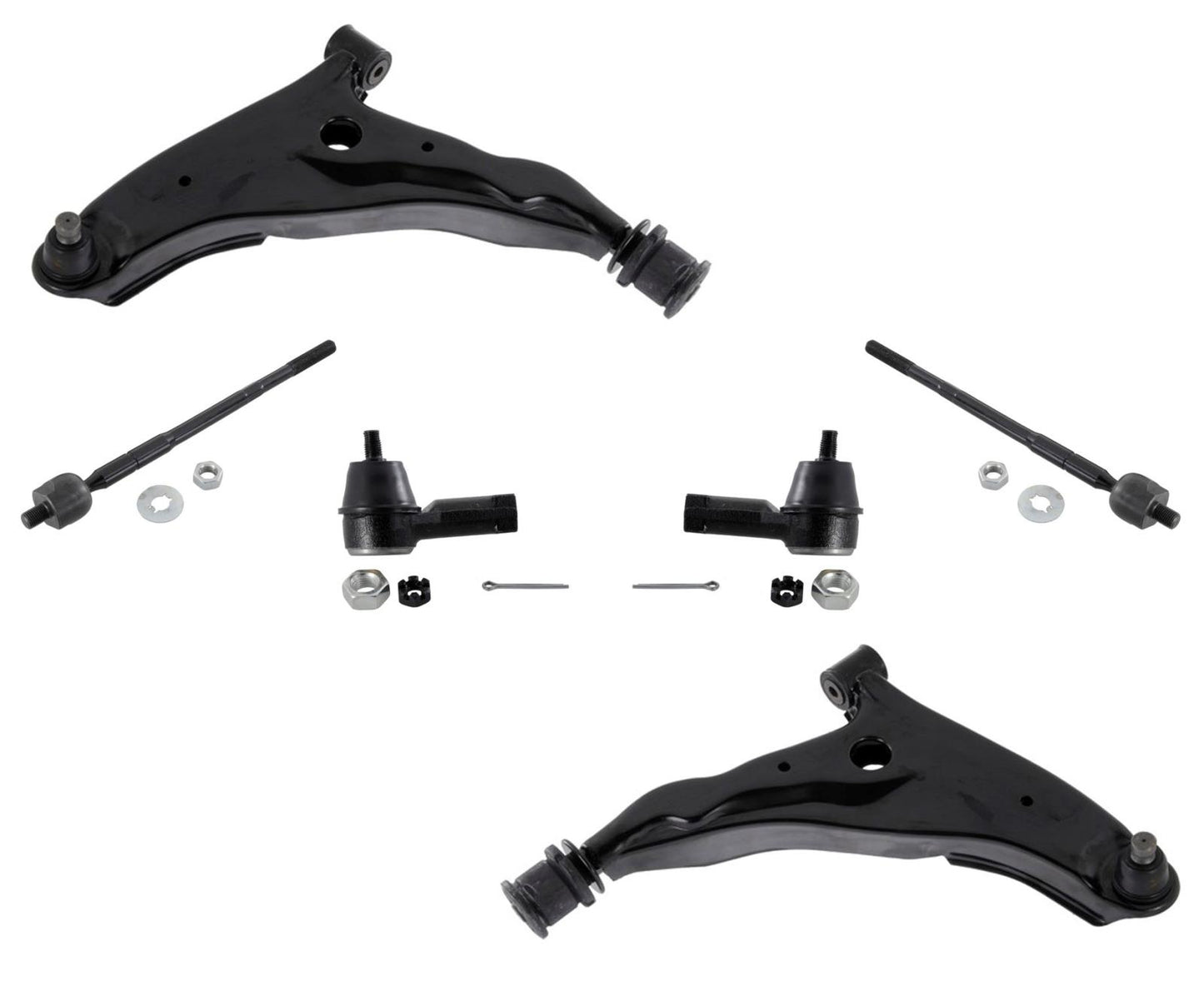 Lower Control Arms Inner Outer Tie Rods 6Pc for Mitsubishi 2.4L Galant 99-01