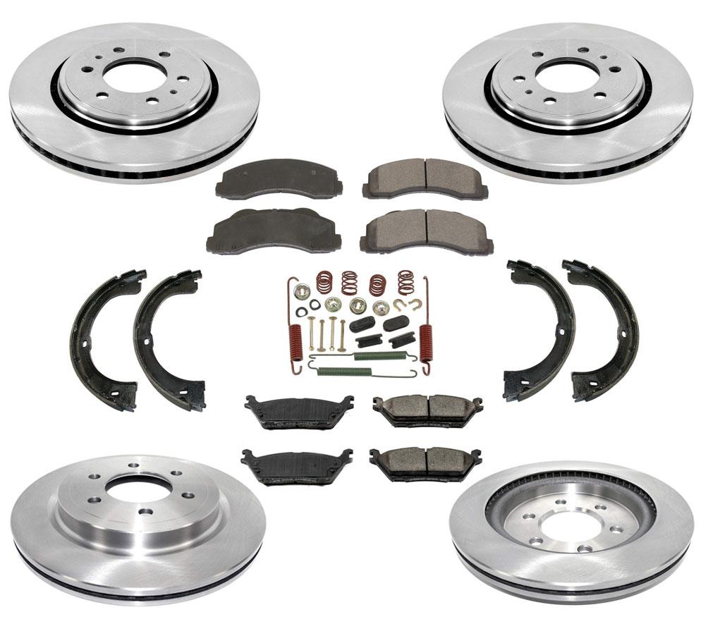 Rotores de freno Pastillas de freno Zapatas de estacionamiento Kit de resorte para Ford Expedition 2018-2020