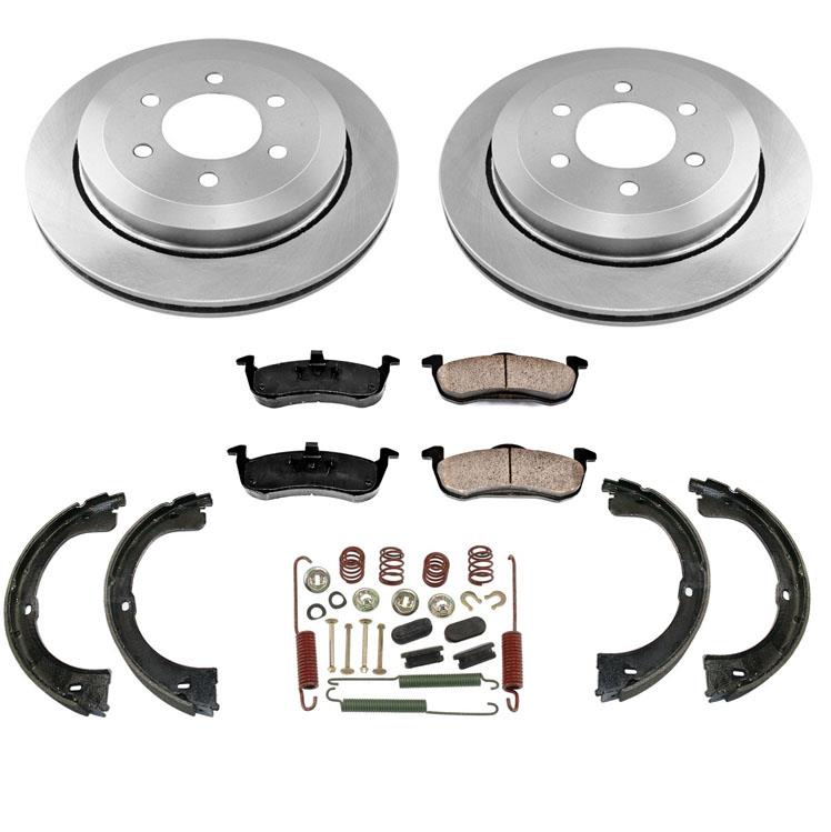 Kit de resorte de zapatas de estacionamiento, pastillas de freno de rotores traseros para Ford Expedition 2007-2017