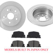 Rear Rotors & Brake Pads Fits 00-01 Toyota Camry V6 3.0L Built In JAPAN Models