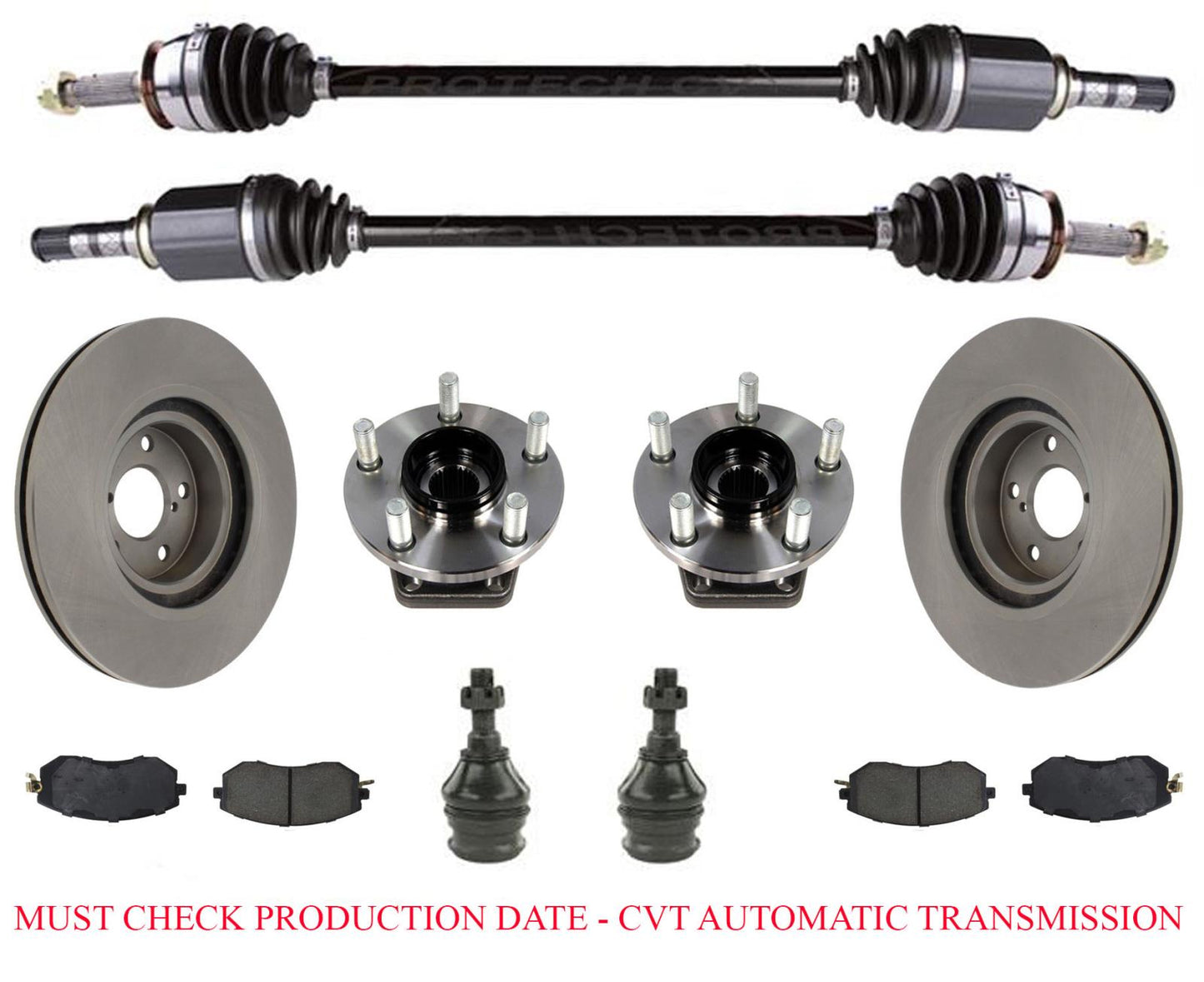Front Axles Lower BJ Wheel Hub Bearings Rotors & Pads For Forester 01/15/14-2018
