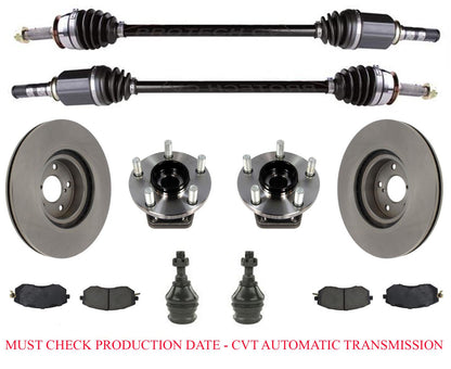 Front Axles Lower BJ Wheel Hub Bearings Rotors & Pads For Forester 01/15/14-2018