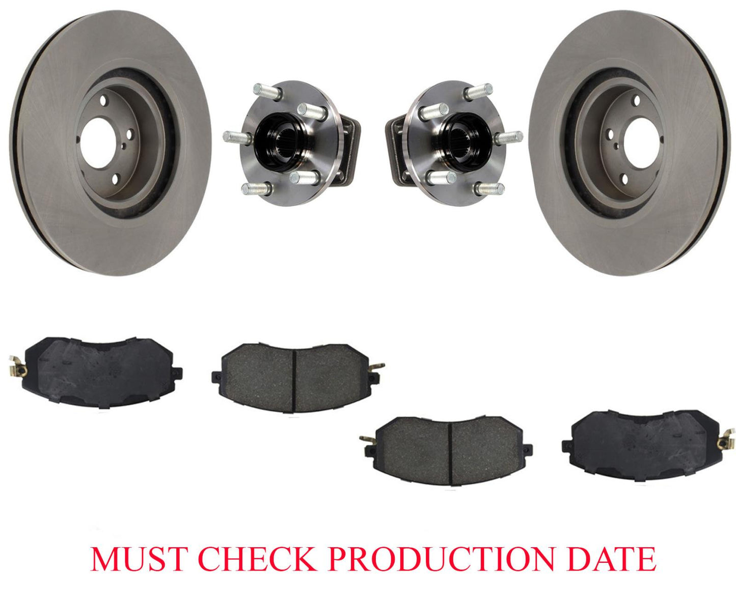 Front Wheel Hub Bearings Brake Rotors & Pads Fits Subaru Forester 01/15/14-18