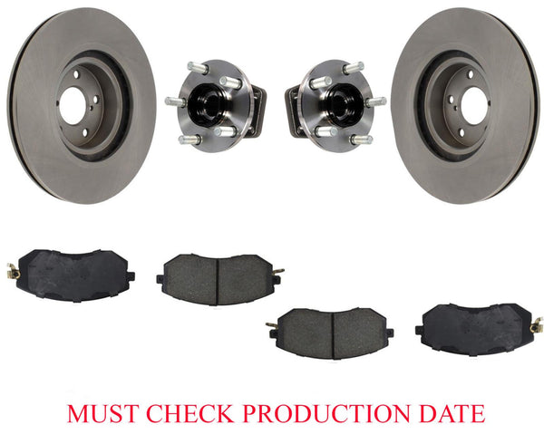Rodamientos de cubo de rueda delantera, rotores y pastillas de freno para Subaru Forester 01/15/14-18