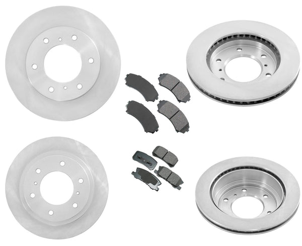 Se adapta a rotores de disco de freno delantero y trasero Mitsubishi Montero 01-06 y pastillas de cerámica, 6 piezas