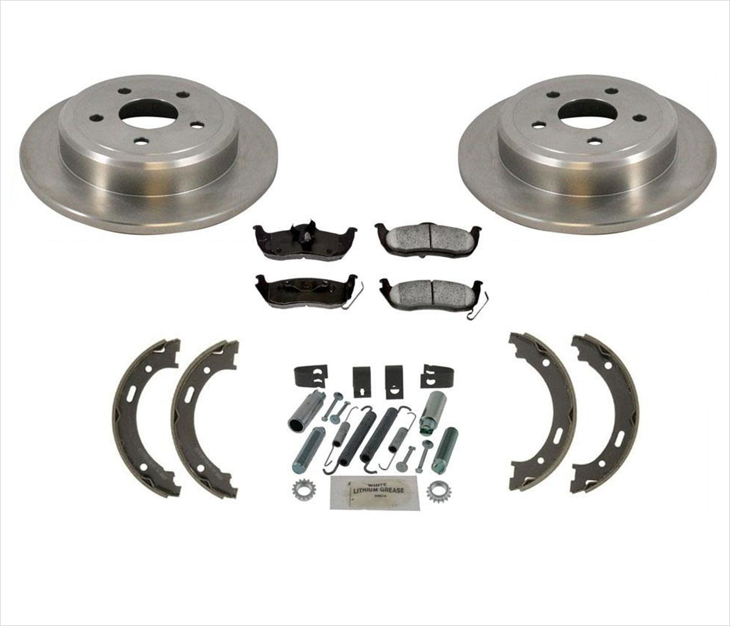 Fits 05-10 Grand Cherokee Rear Brake Rotor Pads Parking Brake Shoes Springs 5Pc