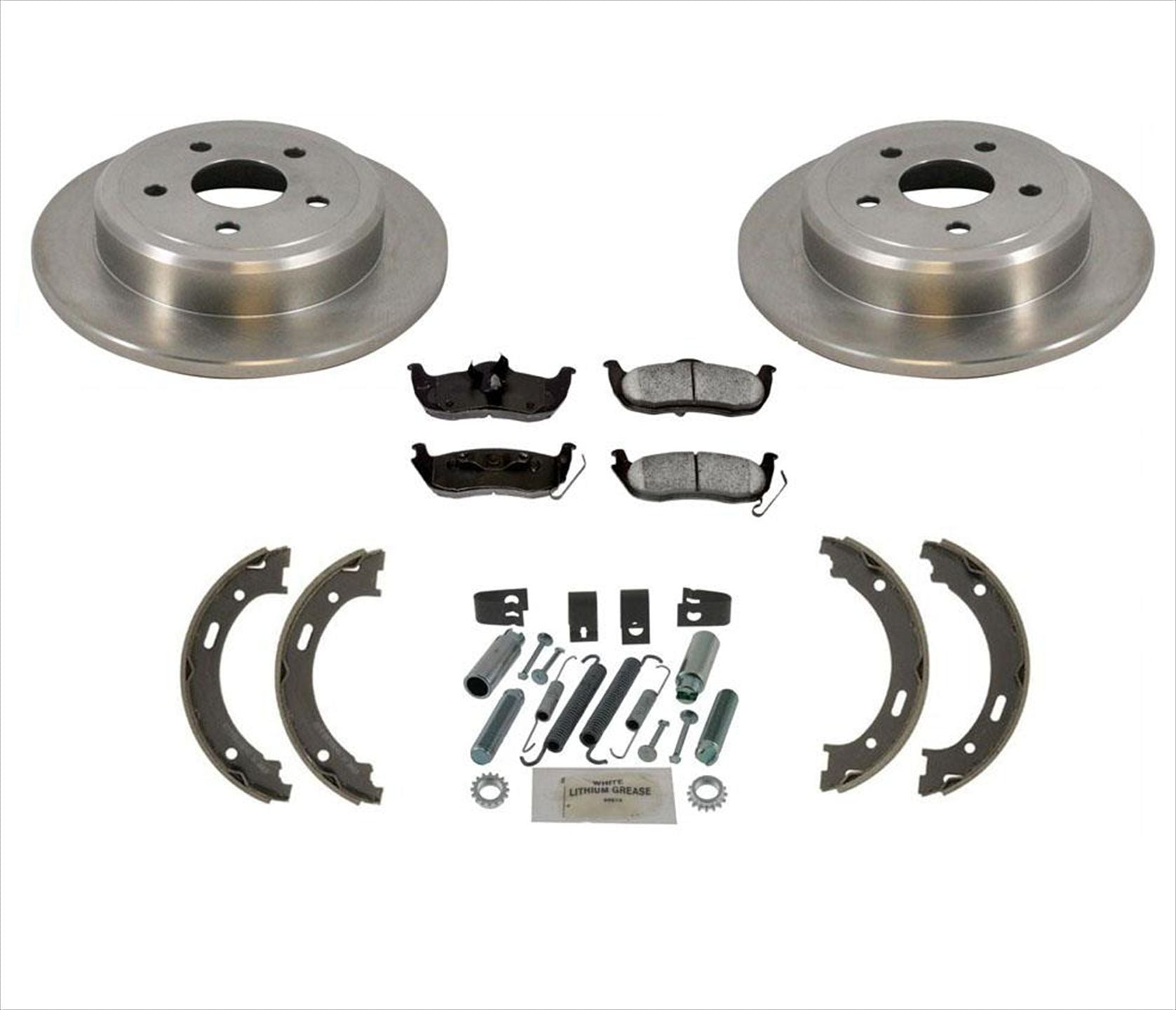 Fits 05-10 Grand Cherokee Rear Brake Rotor Pads Parking Brake Shoes Springs 5Pc