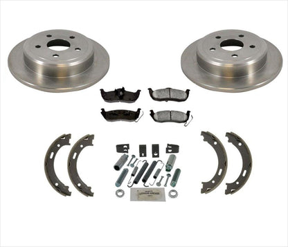 Fits 05-10 Grand Cherokee Rear Brake Rotor Pads Parking Brake Shoes Springs 5Pc