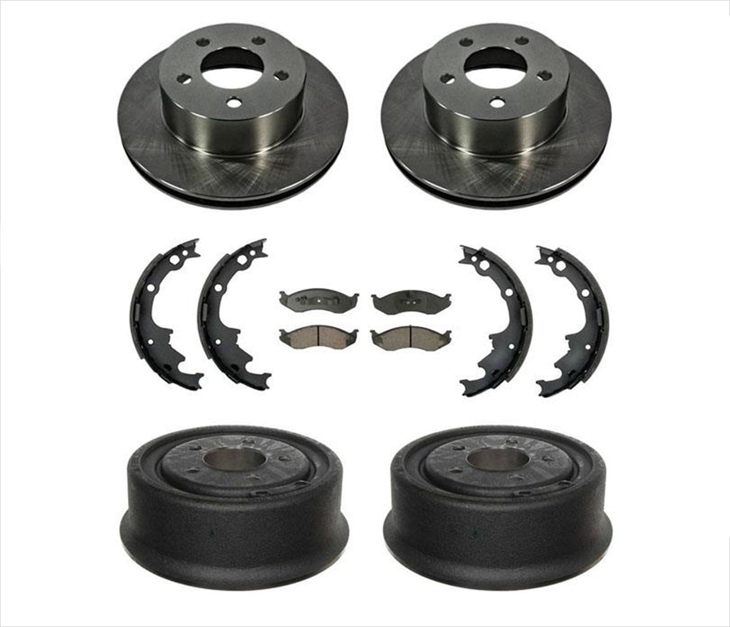 Front Rotors Rear Drums Brake Pads Brake Shoes for Jeep Wrangler 1990 1995 1998