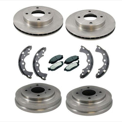 Pastillas de freno de rotores delanteros, zapatas de tambores traseros para Nissan Sentra 02-06 1.8L 4 Stud