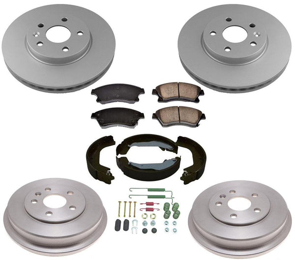 Front Rotors Rear Drums Brake Pads Shoes Spring Kit for Chevrolet Sonic 2012-18