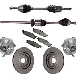 Front Axles Bearings Rotors Pads for Explorer 3.5L Base Front Wheel Drive 11-14