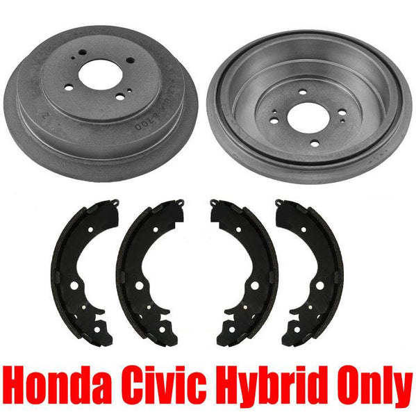 Rear Brake Drums & Brake Shoes 3Pc for Honda Civic Hybrid 2003-2005 Models ONLY