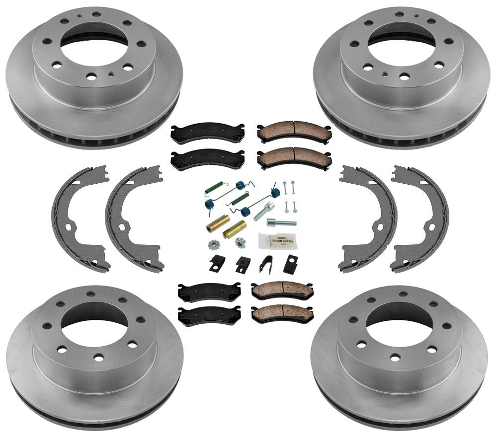 Rotores de freno Pastillas de freno de cerámica Zapatas de estacionamiento Kit de resorte para Hummer H2 03-09
